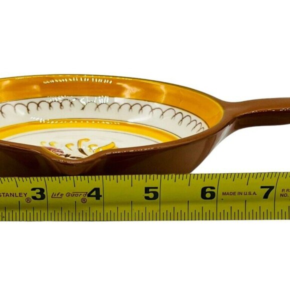 Stangl Pottery Provincial Rose Open Skillet 9 inch Pour Spout Redware - Picture 6 of 6